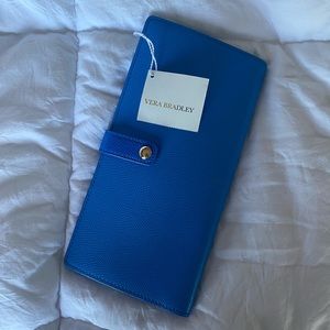 NWT Vera Bradley Genuine Leather Slim Travel Organizer In Coastal Blue